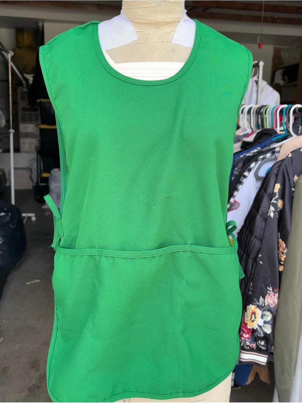 Bright Green Kitchen Apron Vest with Front Pockets